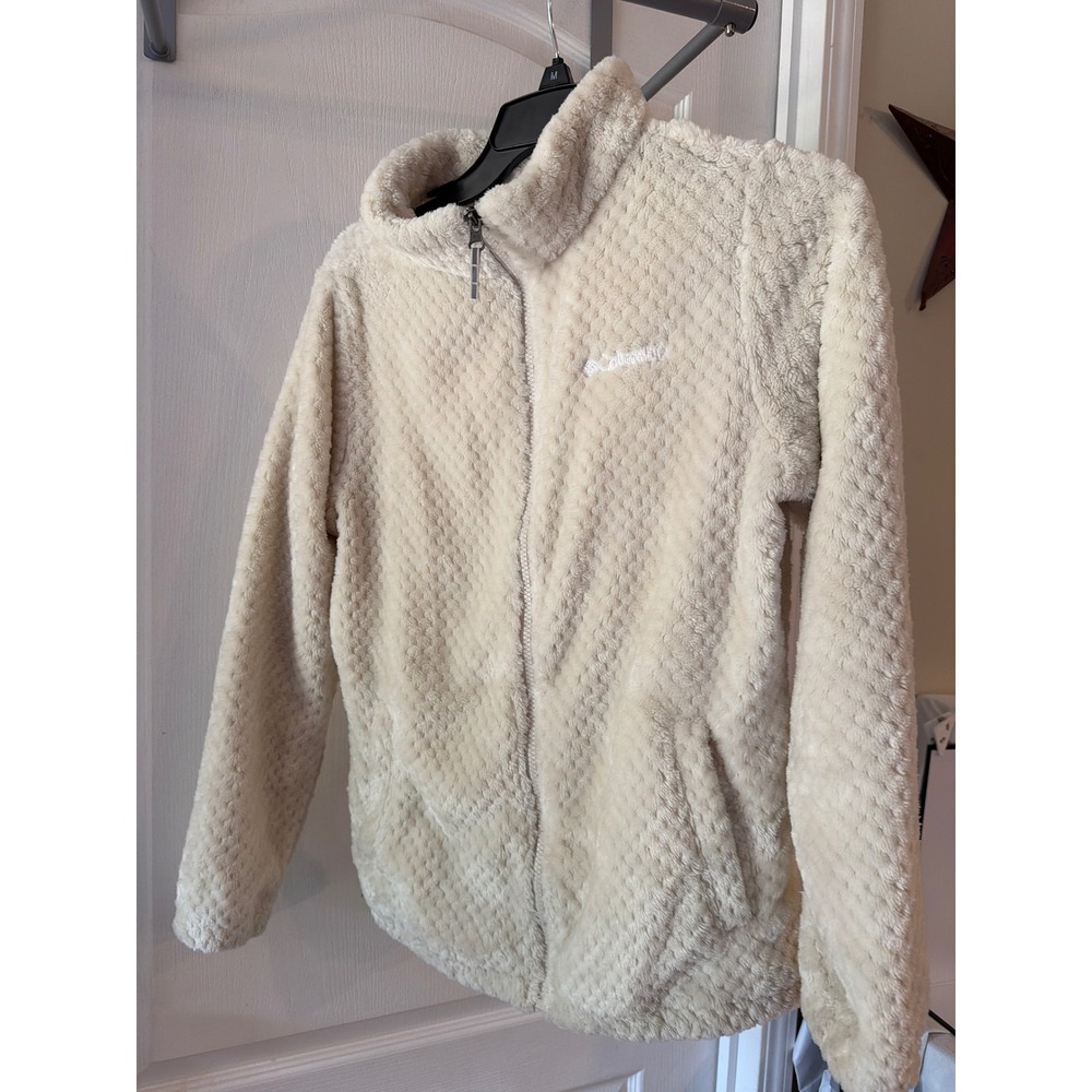 Columbia Fire Side II Sherpa Full Zip Fleece Jacket Cream White Womens XL 18/20